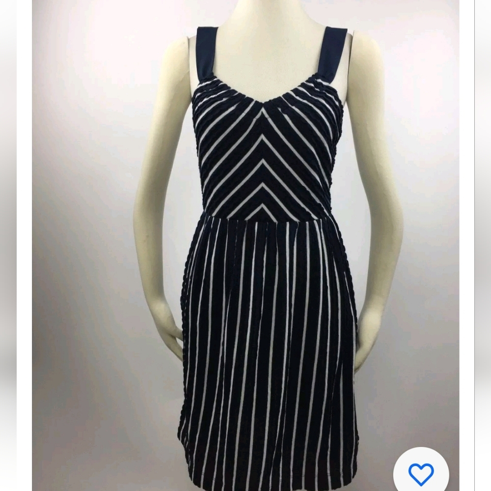 Loft scallop striped fit flare dress 14